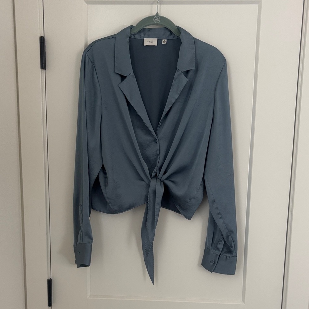 Aritzia Wilfred Blue Button-Up Blouse XL